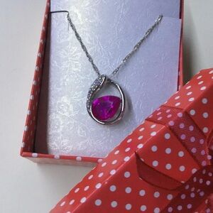 Delicate Pink and Silver Pendant Necklace